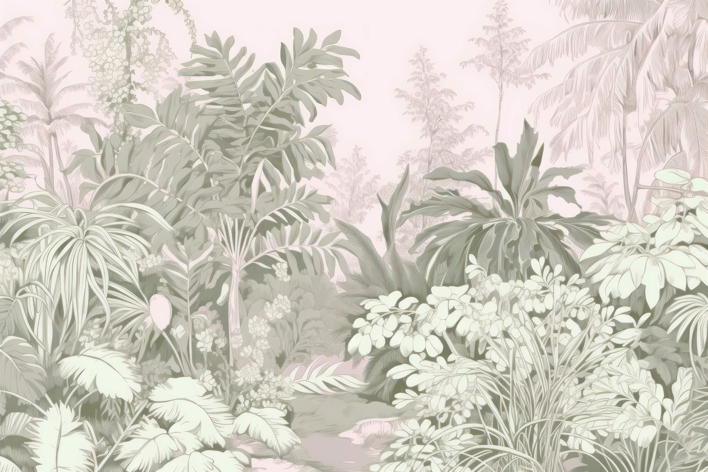 Jungle Pink Toile Wallpaper | Murals Wallpaper