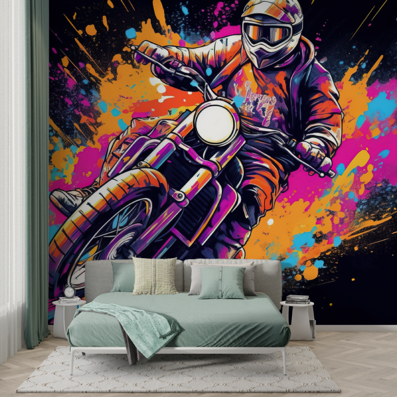 Motorcycle Graffiti Bedroom Wallpaper | Murals Wallpaper