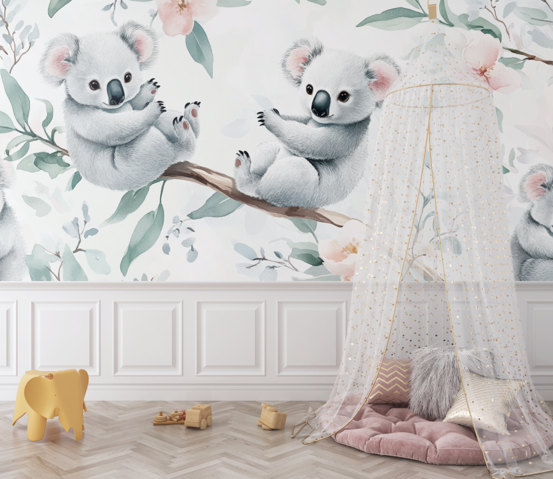 Koala and Milk Drops Wallpaper | Murals Wallpaper