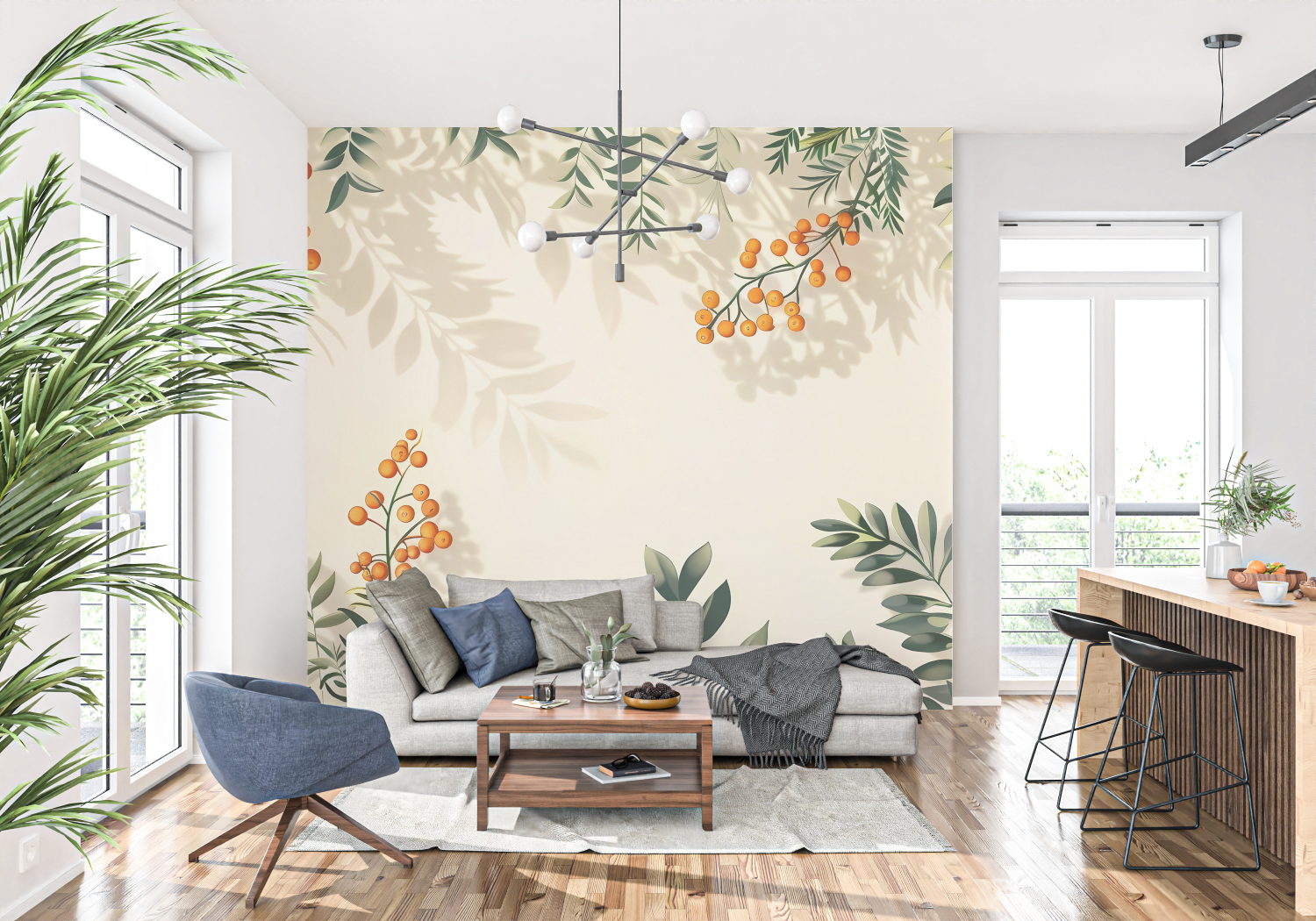 Terracotta and Green Wallpaper | Murals Wallpaper