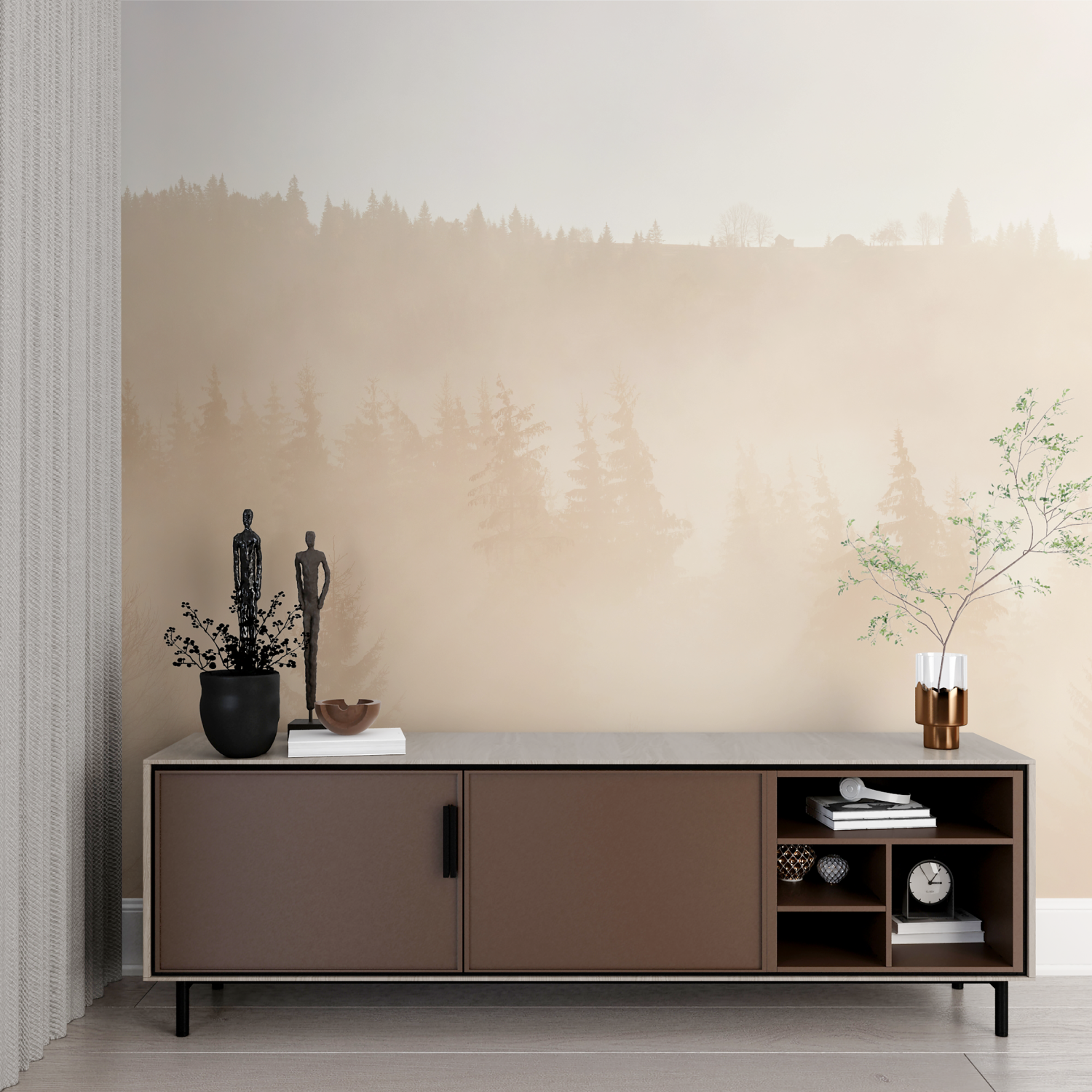 Warm Beige Forest Cocooning Wallpaper | Murals Wallpaper