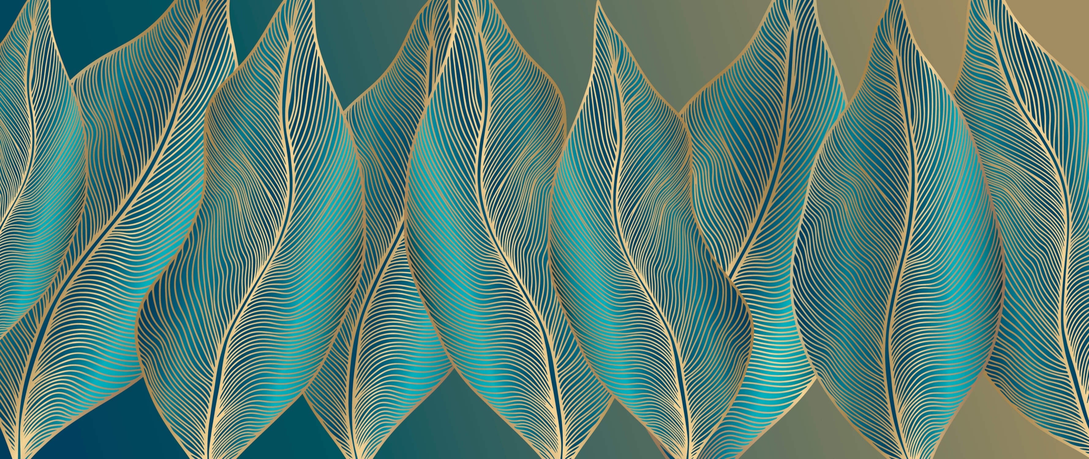 Papier Peint Art Deco Bleu Canard