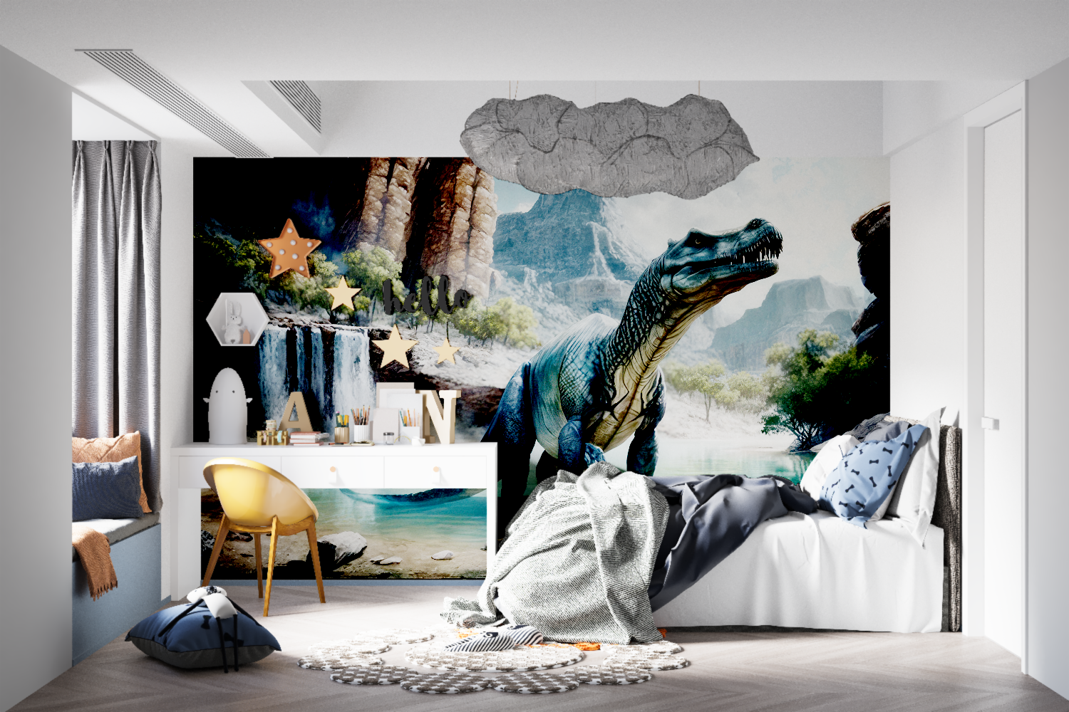 Dinosaurier-Tapetenzeichnung | Wandbilder