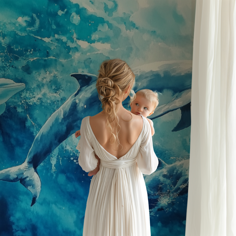 Whale and Dolphin Wallpaper | Murals Wallpaper
