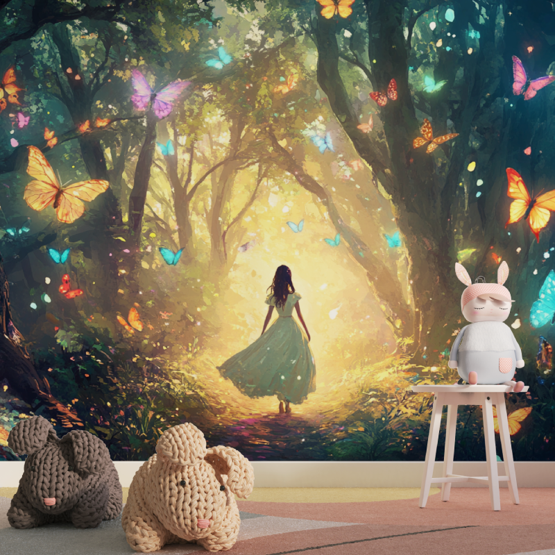 Princess Forest and Butterflies Wallpaper | Murals Wallpaper