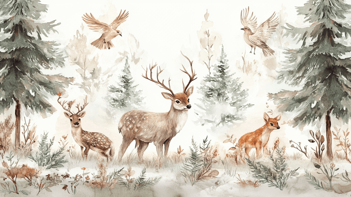 Enchanted Baby Forest Animal Wallpaper | Murals Wallpaper