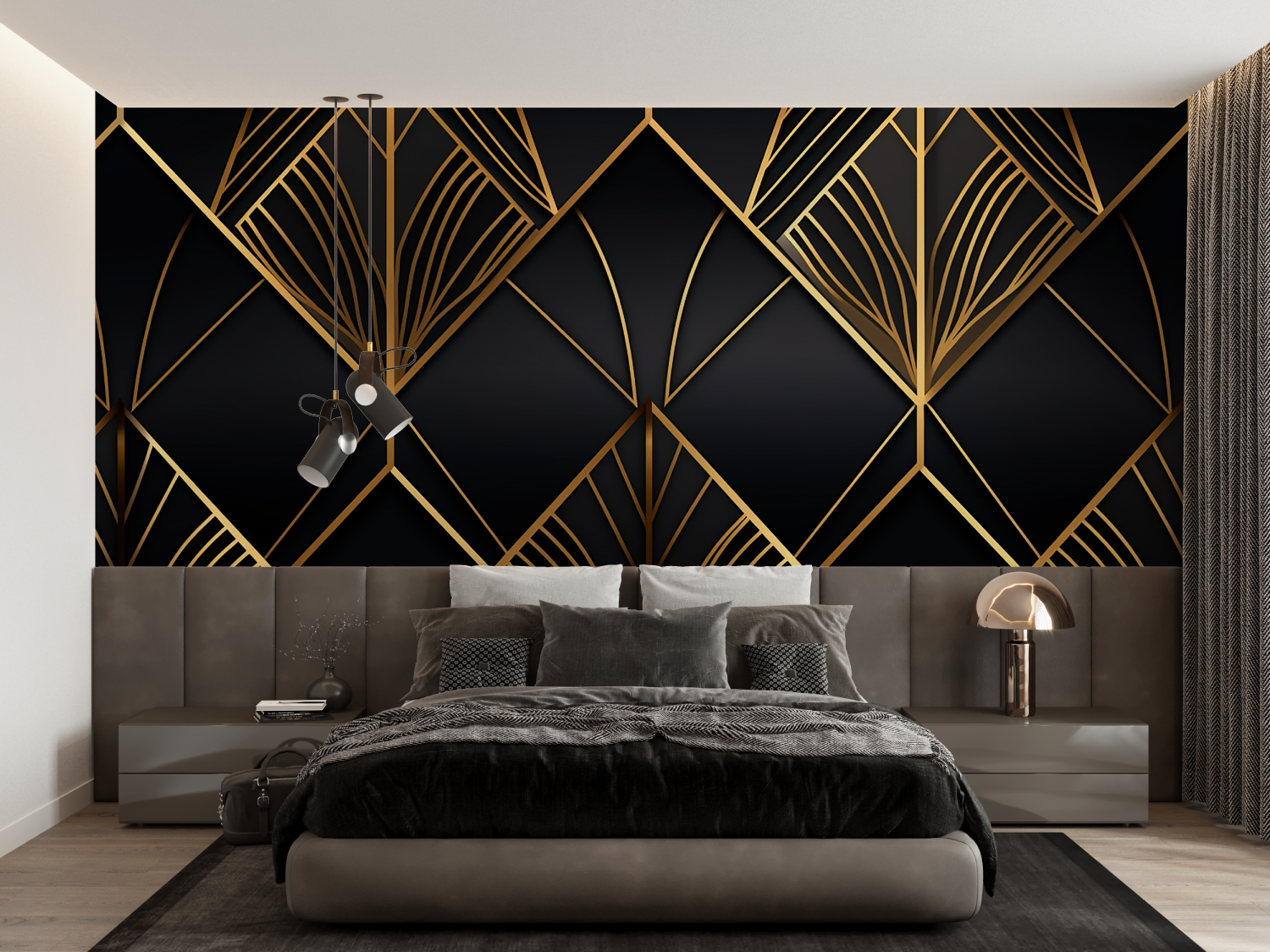 Art Deco Black Gold Geo Wallpaper | Murals Wallpaper
