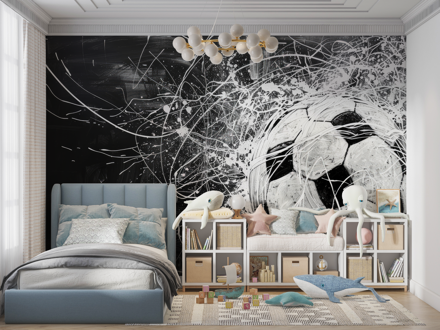 Papiers Peint Ballon de Foot nicht weiß panoramique garcon