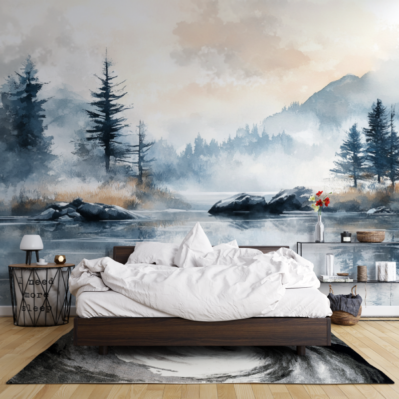 Aquarell Winterlandschaft Tapete Leroy Merlin Wand