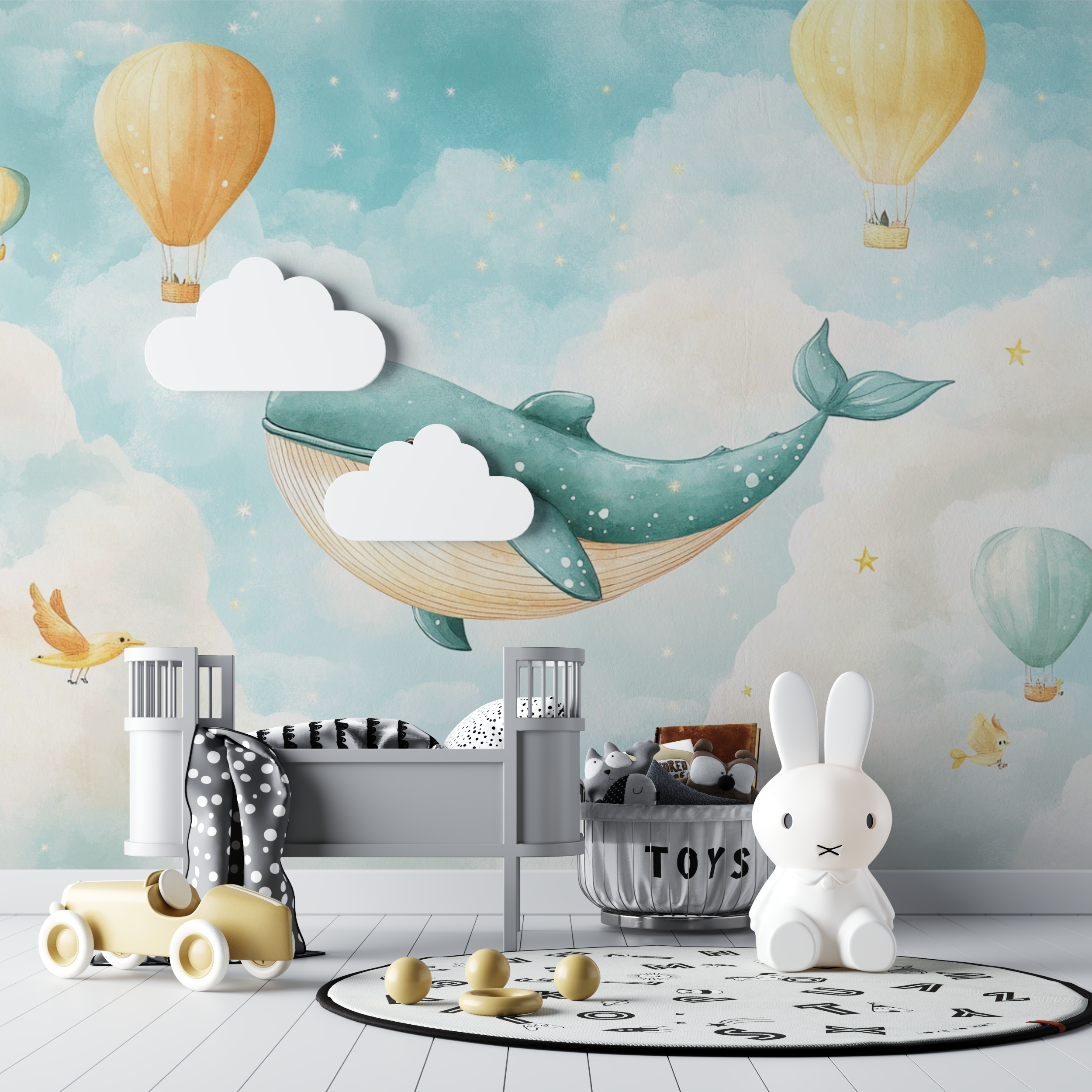 Classic Baby Wallpaper Sky and Whale | Murals Wallpaper
