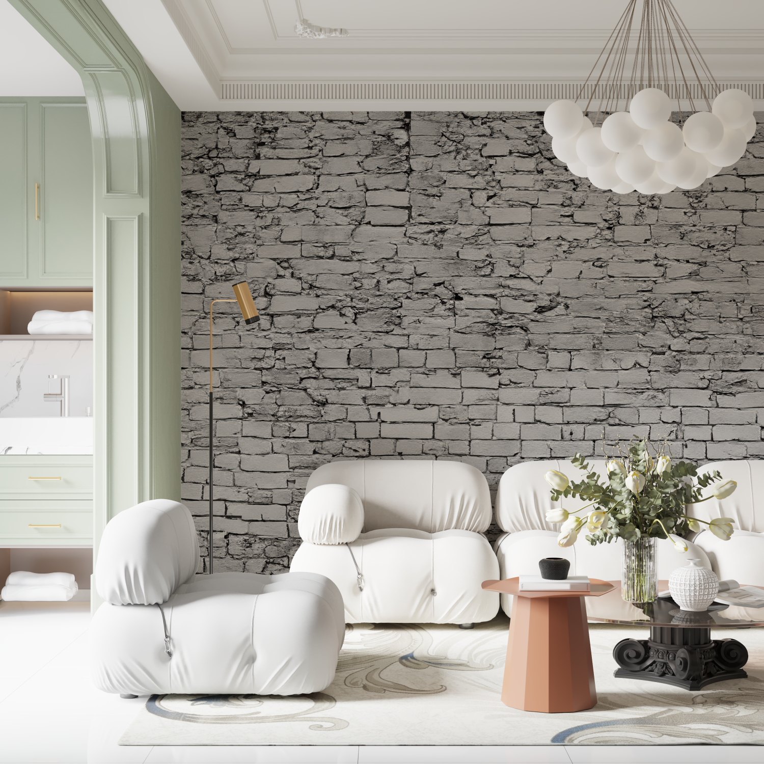 Light Gray Stone Effect Wallpaper | Murals Wallpaper
