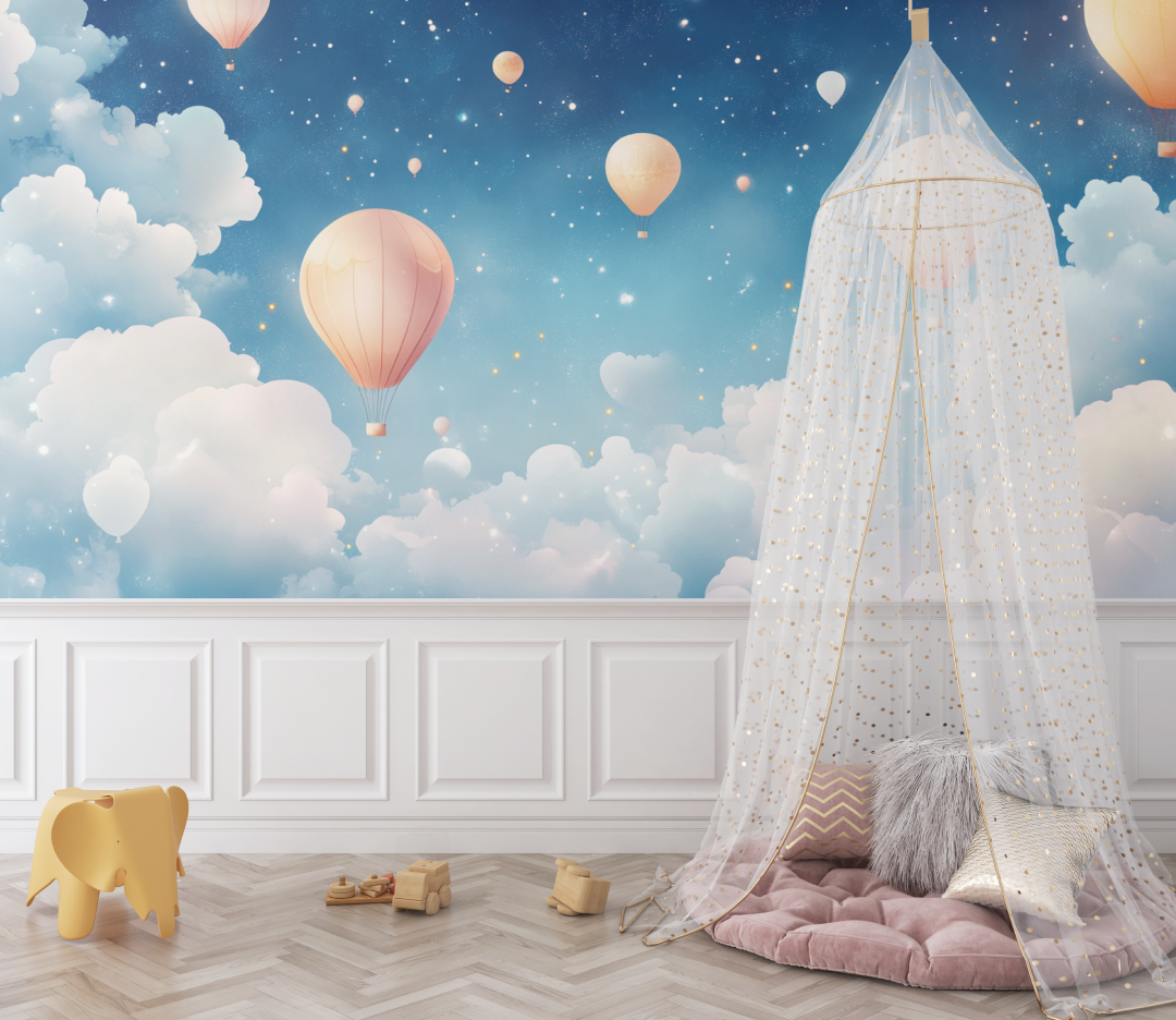 Balloon Wallpaper with Peaceful Night Sky | Murals Wallpaper