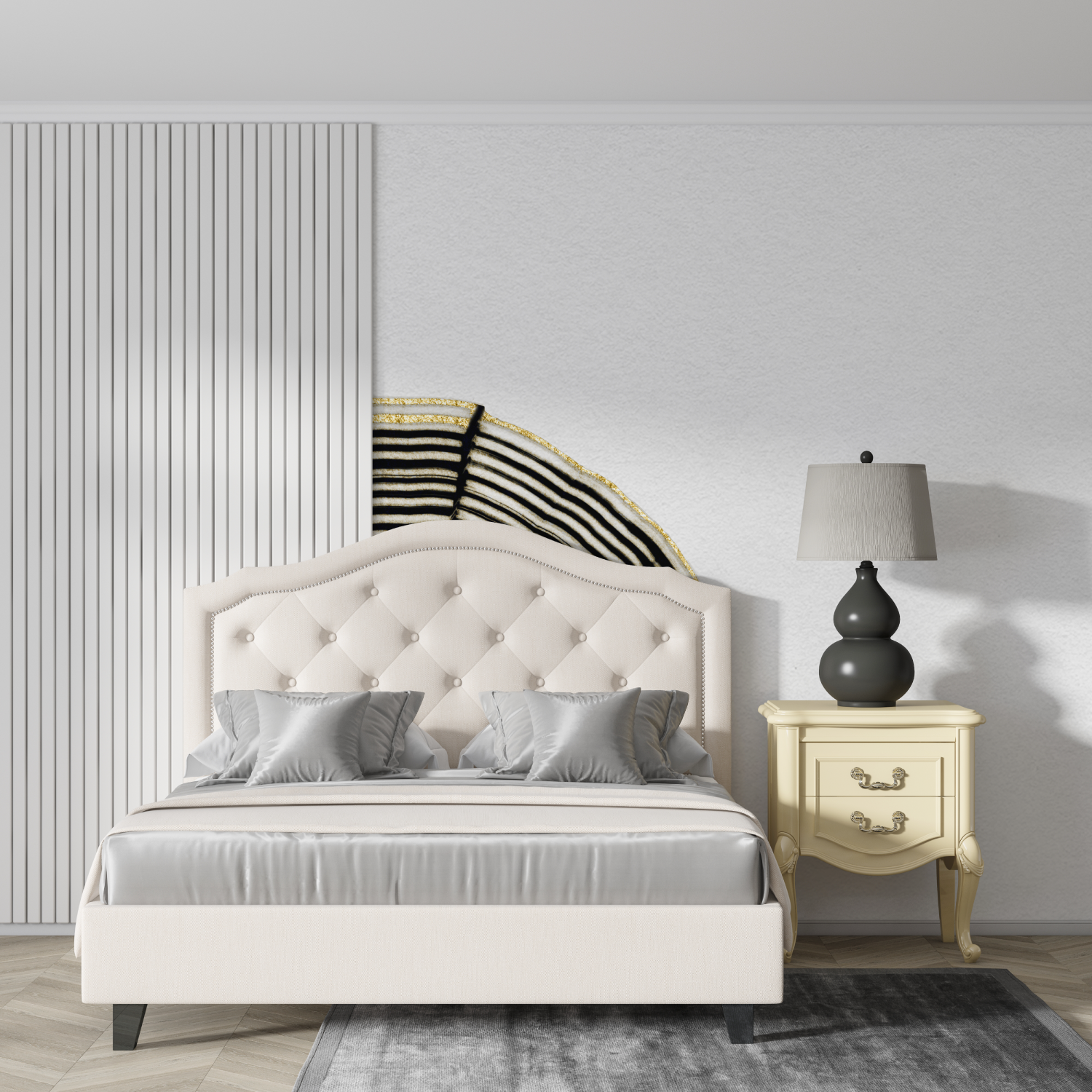 Watercolor Wallpaper with Golden Lines | Murals Wallpaper