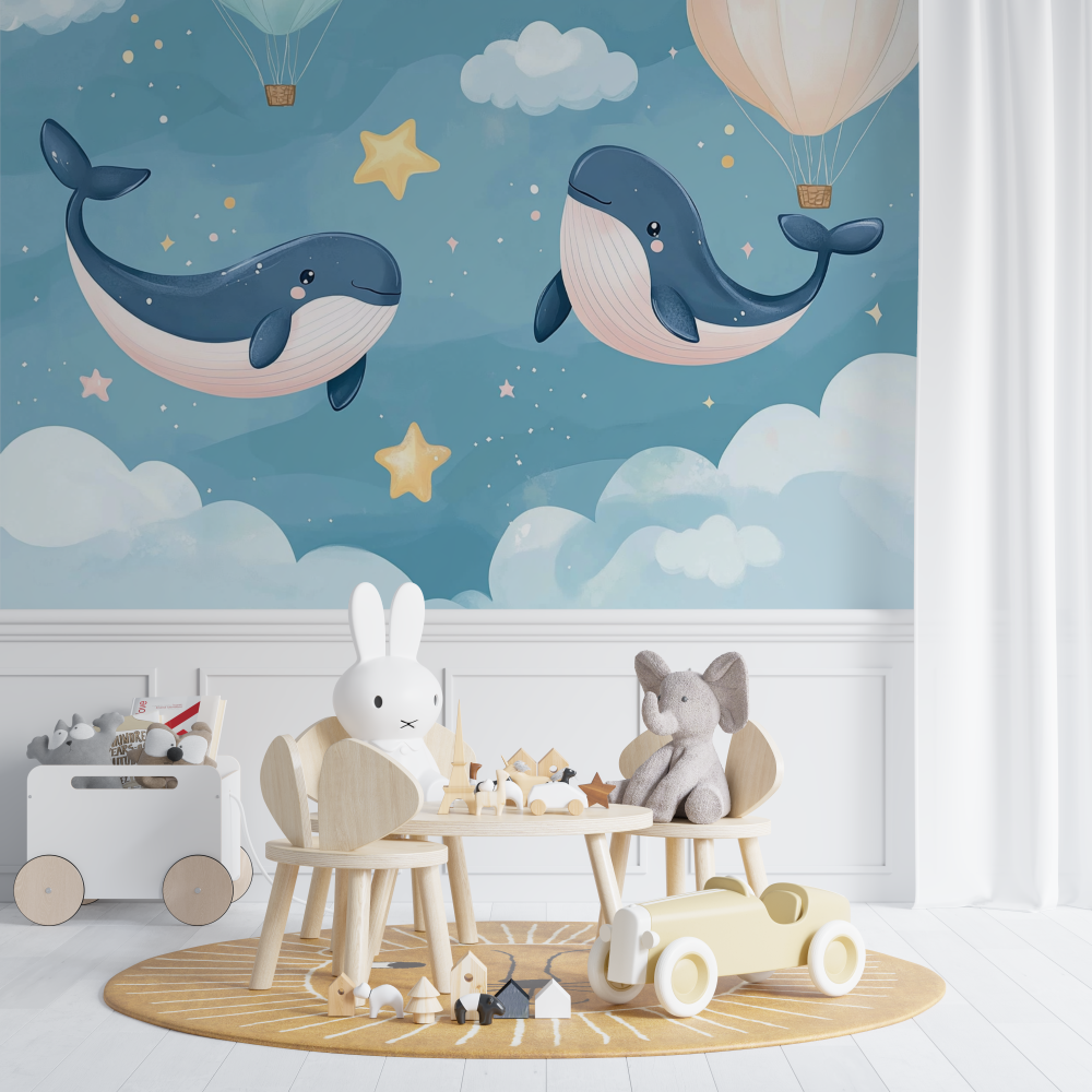 Marine Duo Whale Cloud Wallpaper | Murals Wallpaper