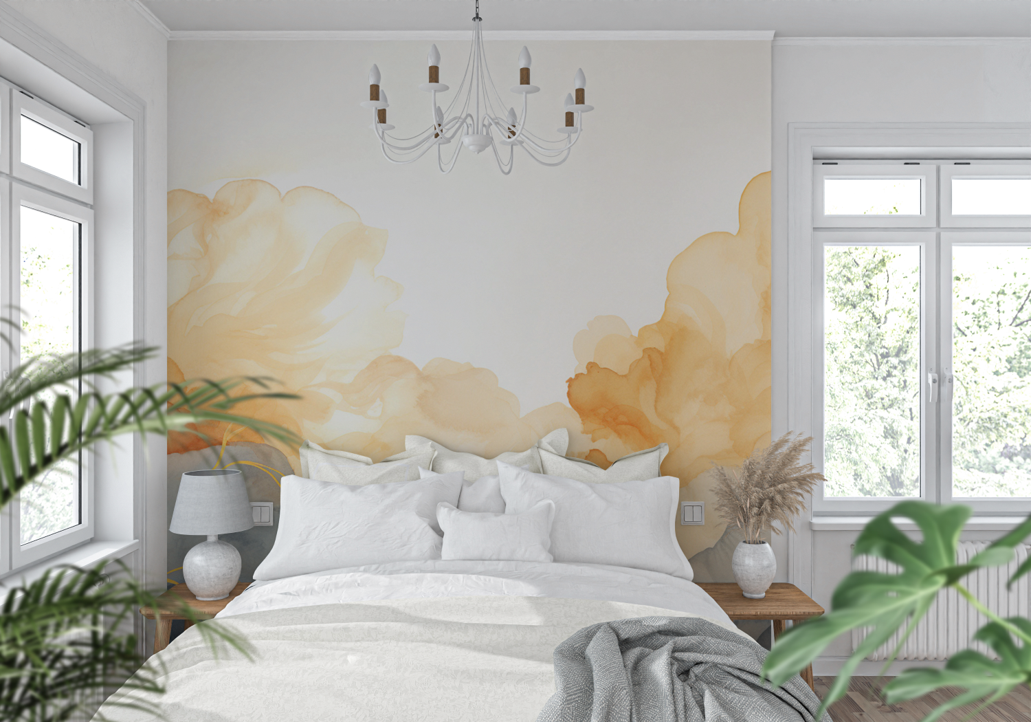 Watercolor Wallpaper with Golden Touch | Murals Wallpaper