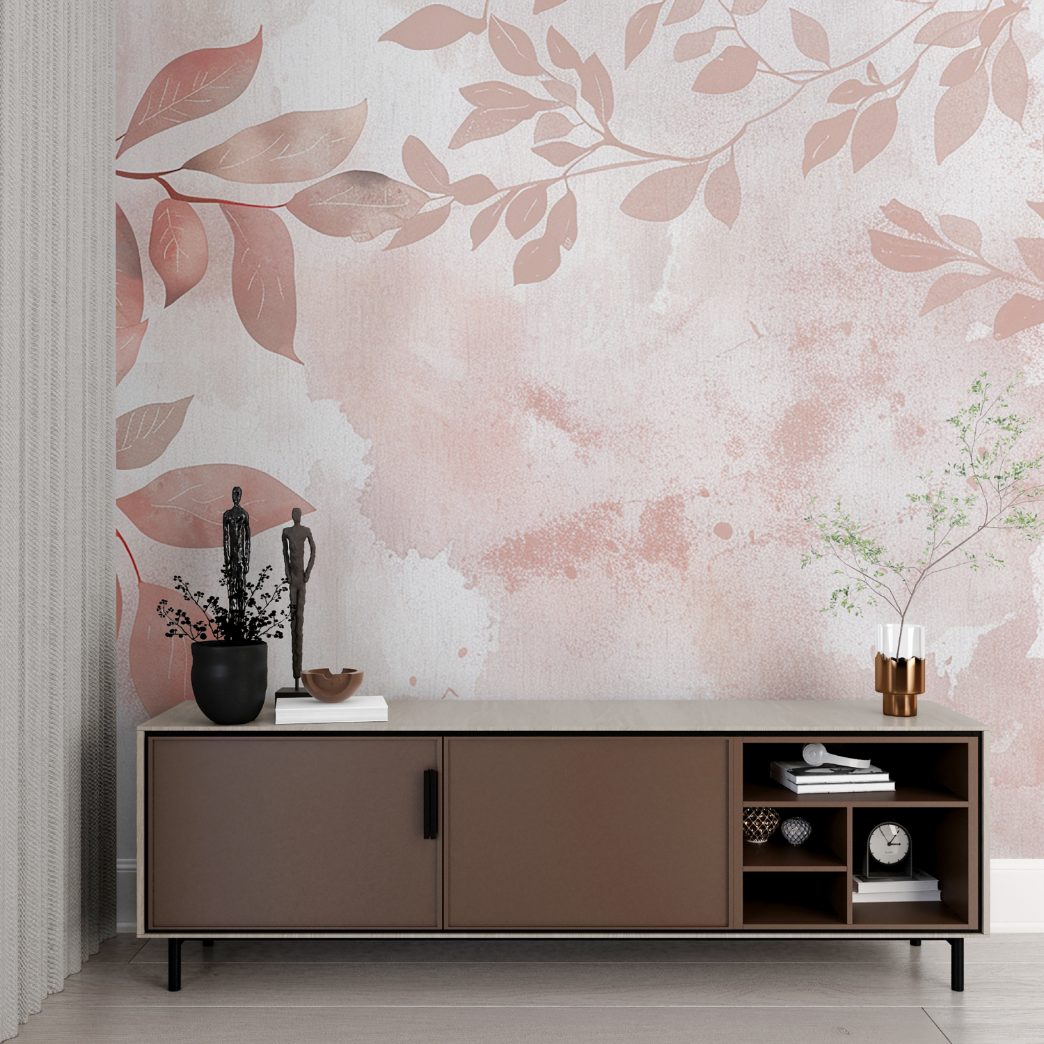 Powder Pink and Gray Wallpaper | Murals Wallpaper
