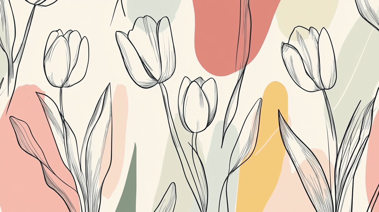 Watercolor Tulip Pattern Wallpaper | Murals Wallpaper