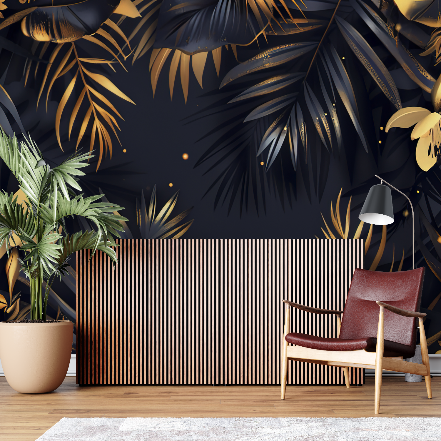 Black and Gold Palm Tree Wallpaper | Murals Wallpaper