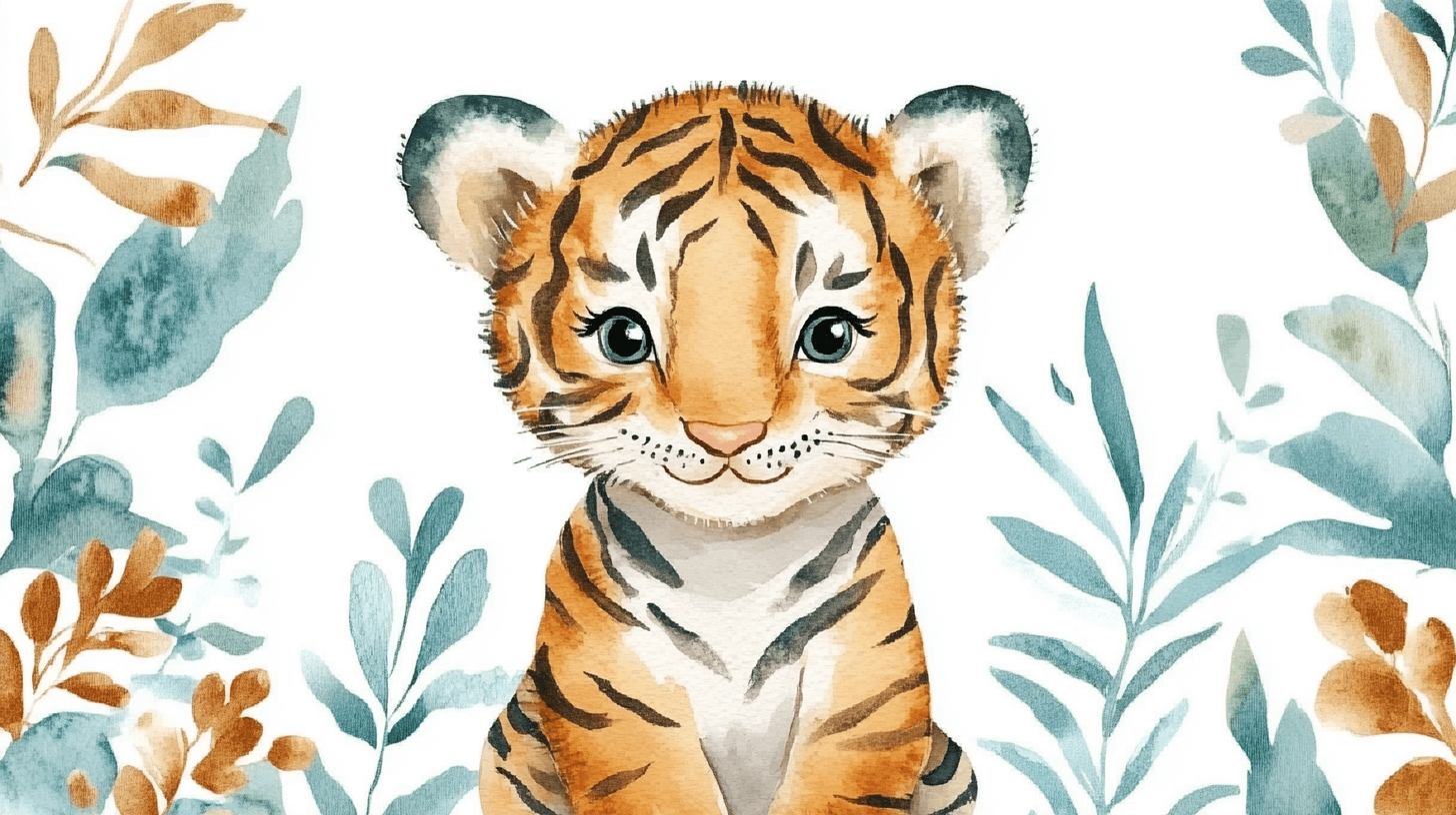 Tiger Wallpaper with Minimalist Patterns | Murals Wallpaper