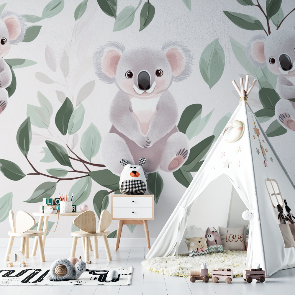 Koala und Soft Foliage Tapete | Wandbilder Tapete