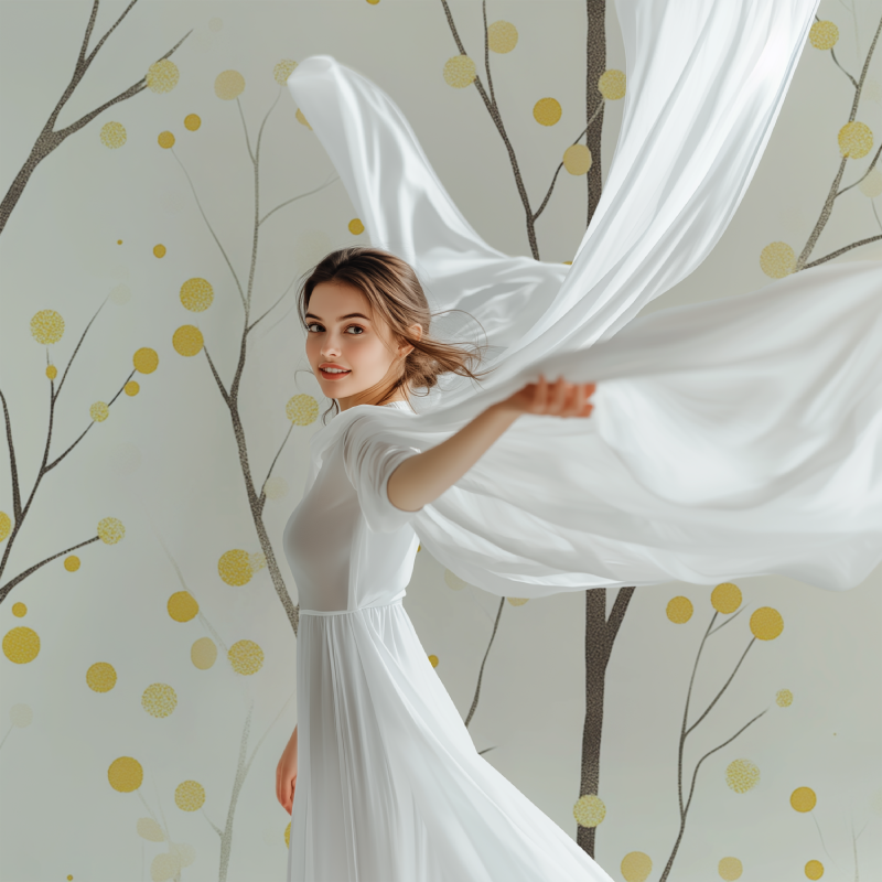 Yellow Polka Dot Tree Wallpaper | Murals Wallpaper