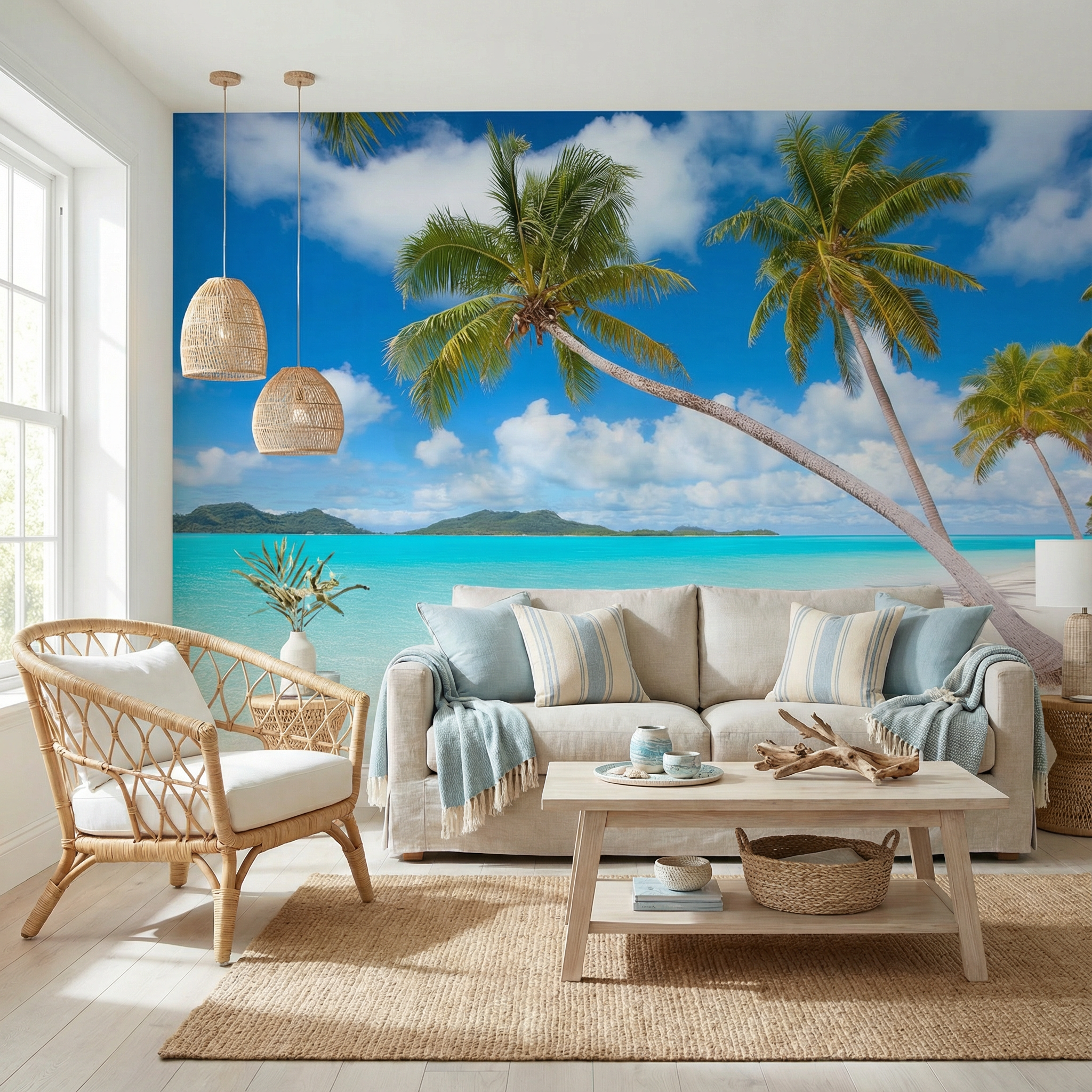 Lagoon Palm Escape Mural Wallpaper
