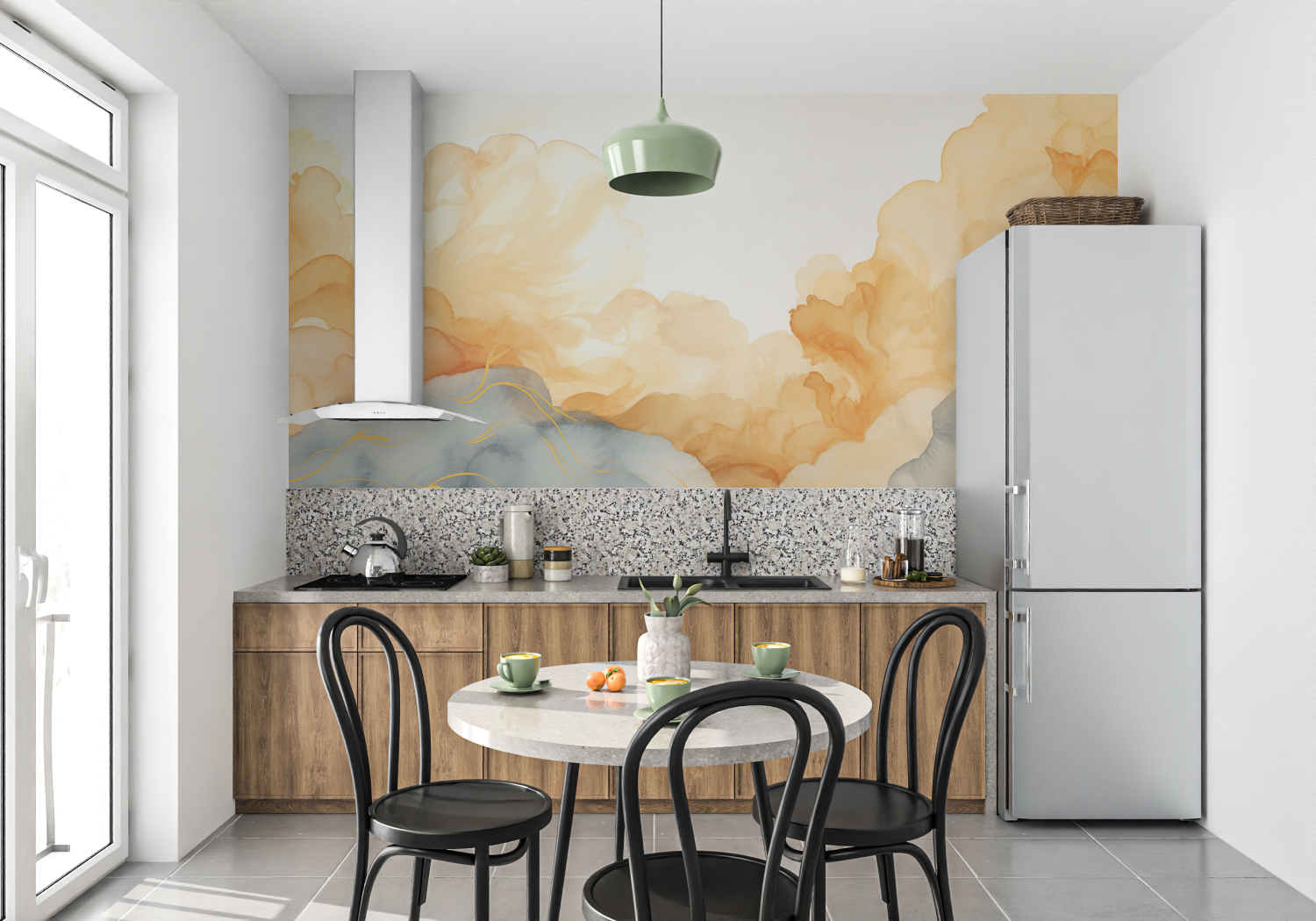 Watercolor Wallpaper with Golden Touch | Murals Wallpaper