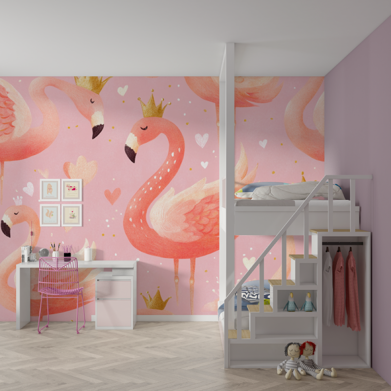 Princess Pink Flamingo Wallpaper | Murals Wallpaper