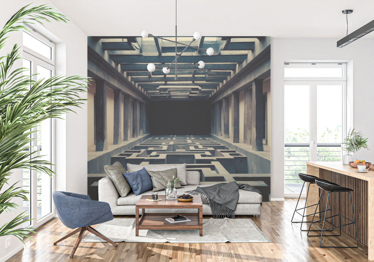 Panoramic Trompe L'Oeil Wallpaper | Murals Wallpaper