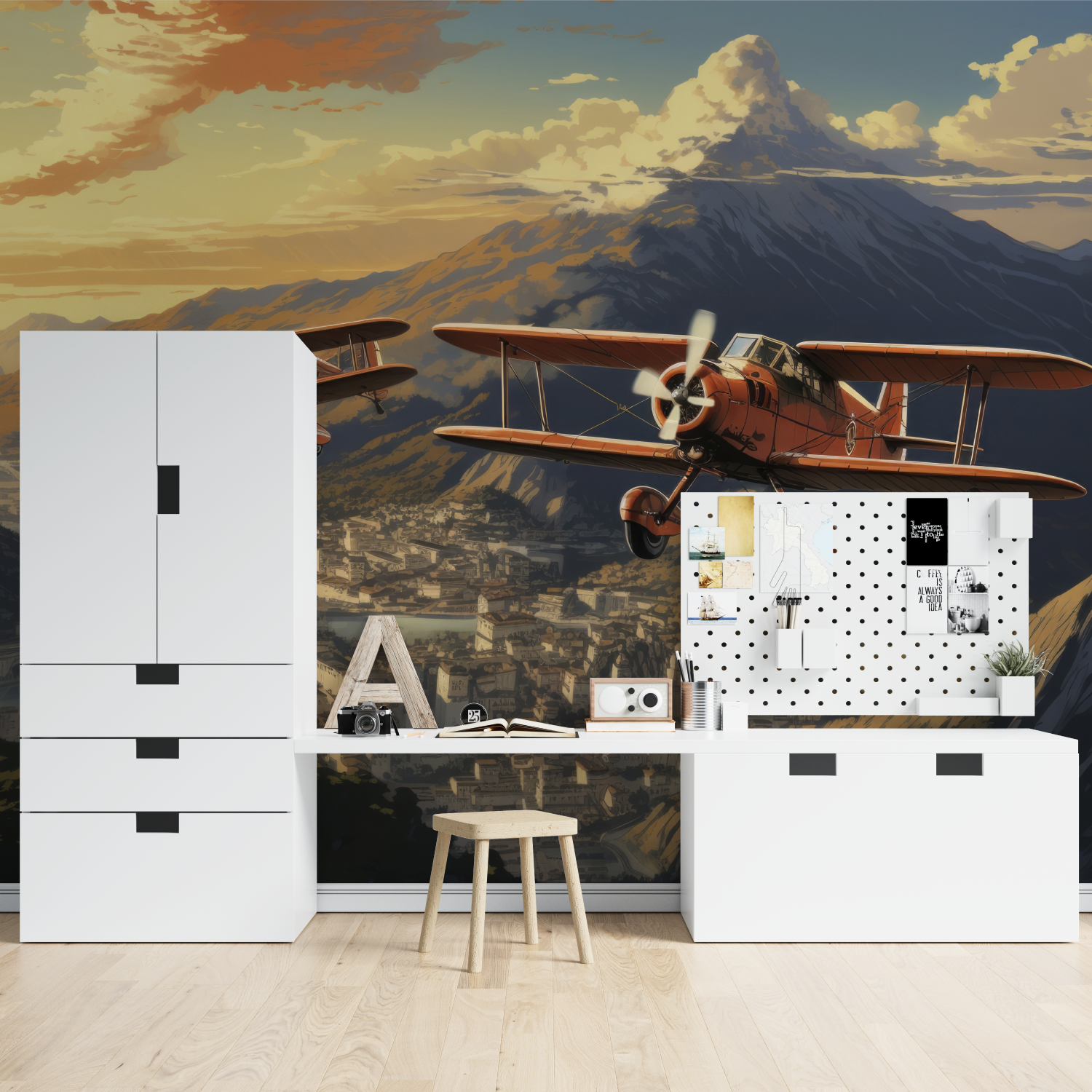 Abenteuerflugzeug-Tapete | Wandbilder