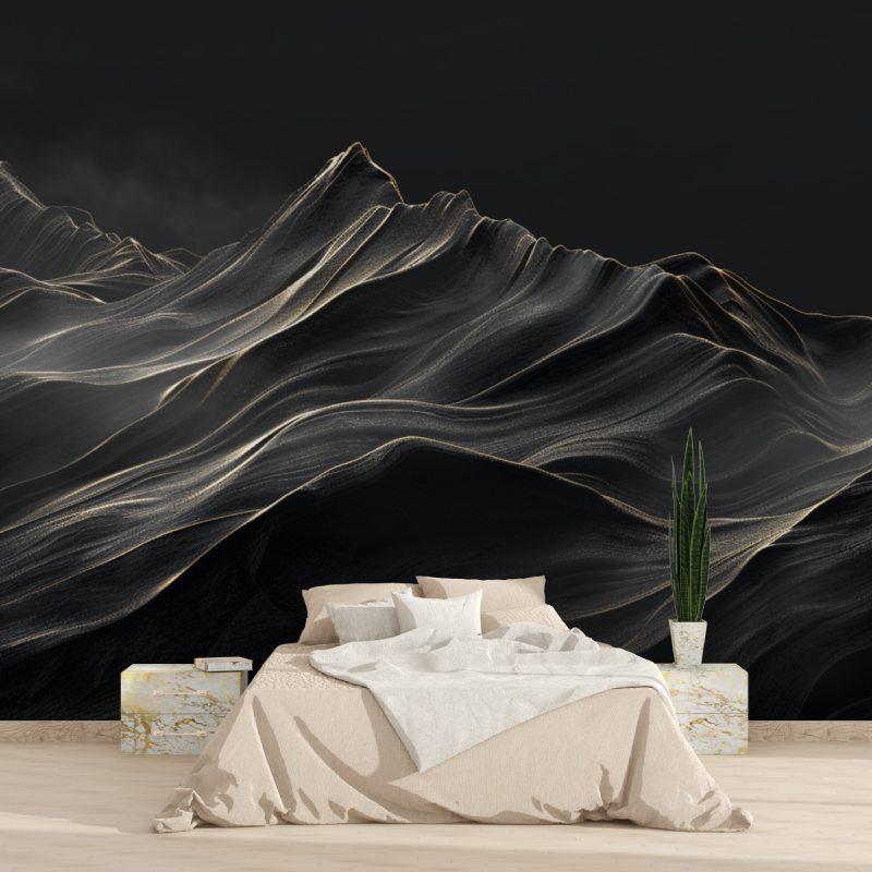 Black and White Mist Mountain Textured Wallpaper | Murals Wallpaper