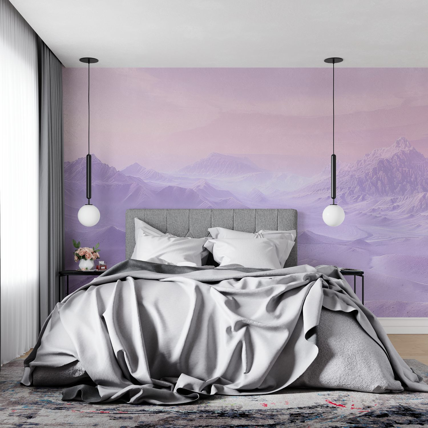 Rosa lila Berg Tapete | Wandbilder Tapete