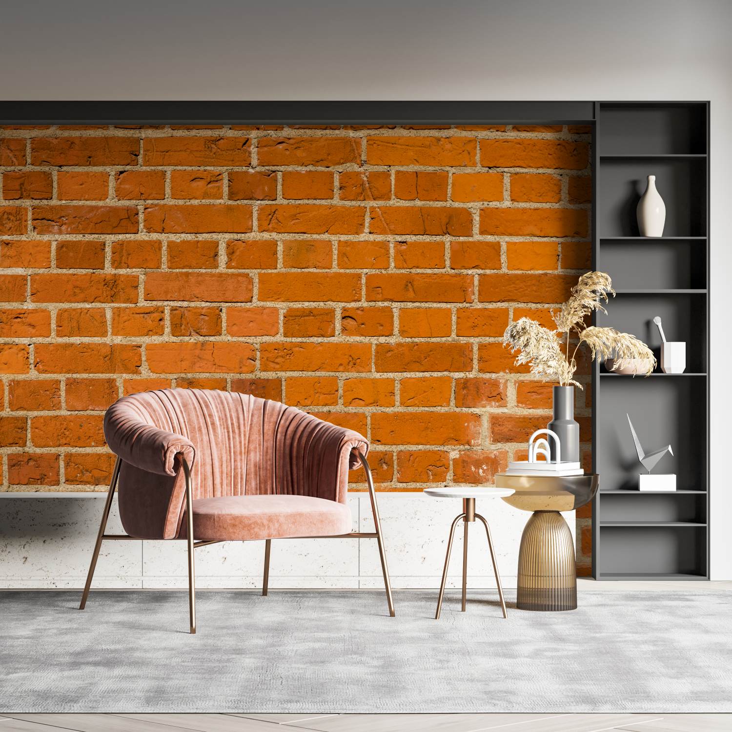 Orange Brick Look Wallpaper | Murals Wallpaper
