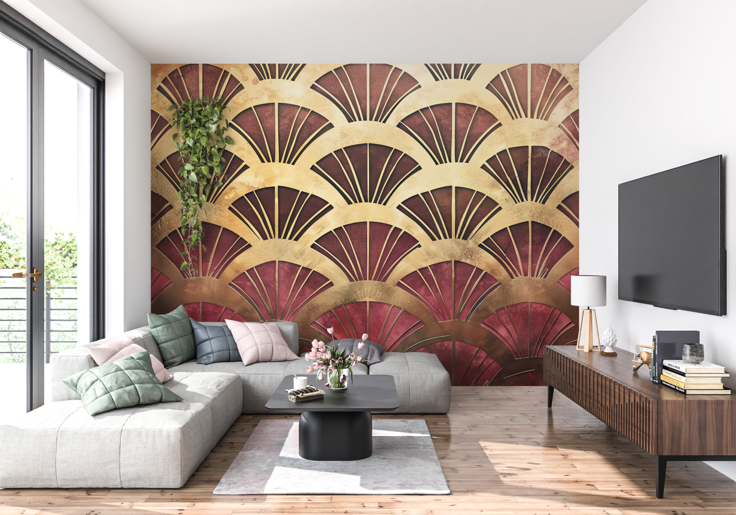 Metal Flower Art Deco Wallpaper | Murals Wallpaper