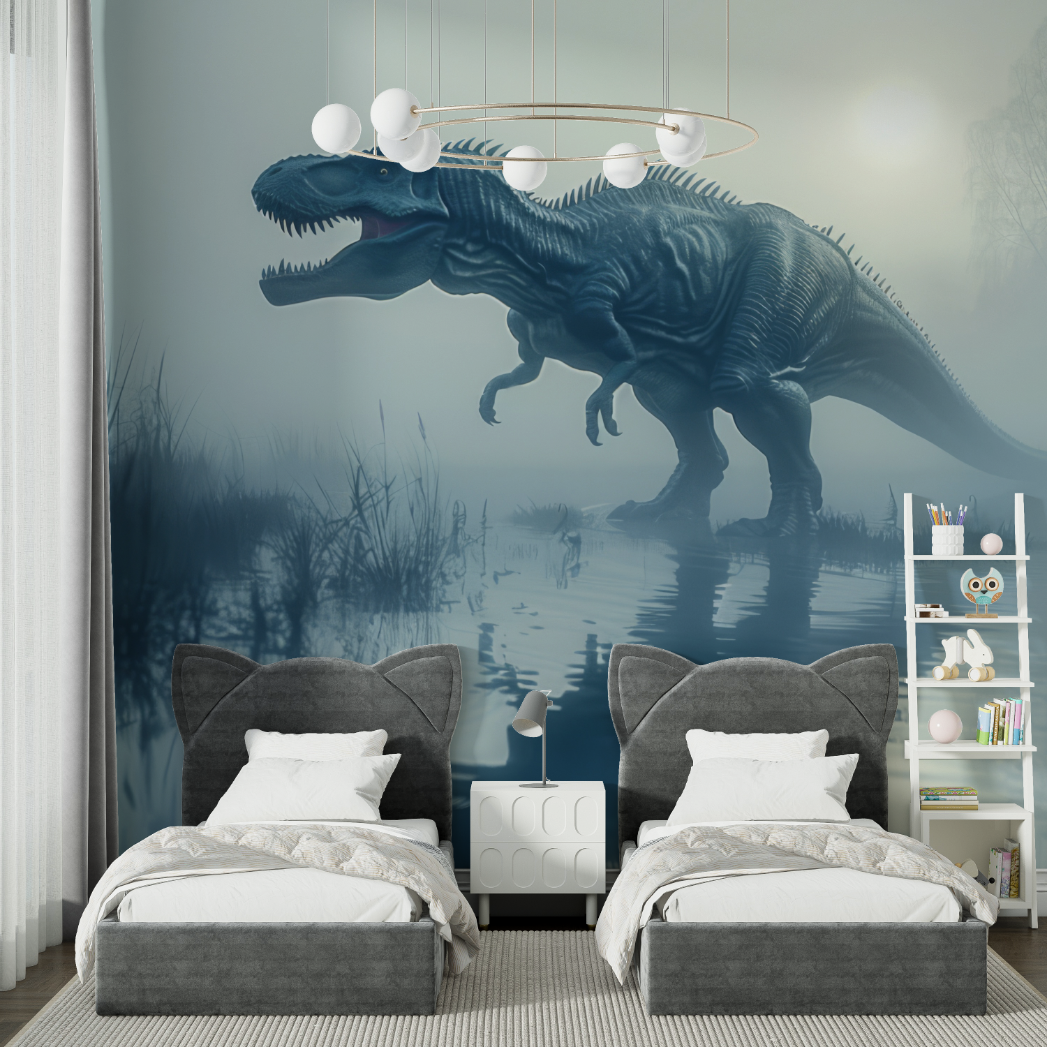 T-Rex Wallpaper in the Mist | Murals Wallpaper