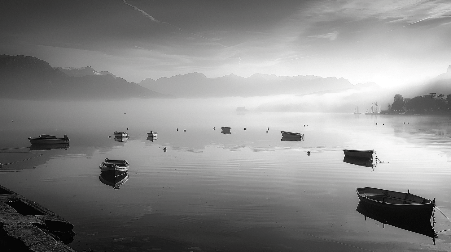 Black and White Wallpaper Lake Annecy | Murals Wallpaper