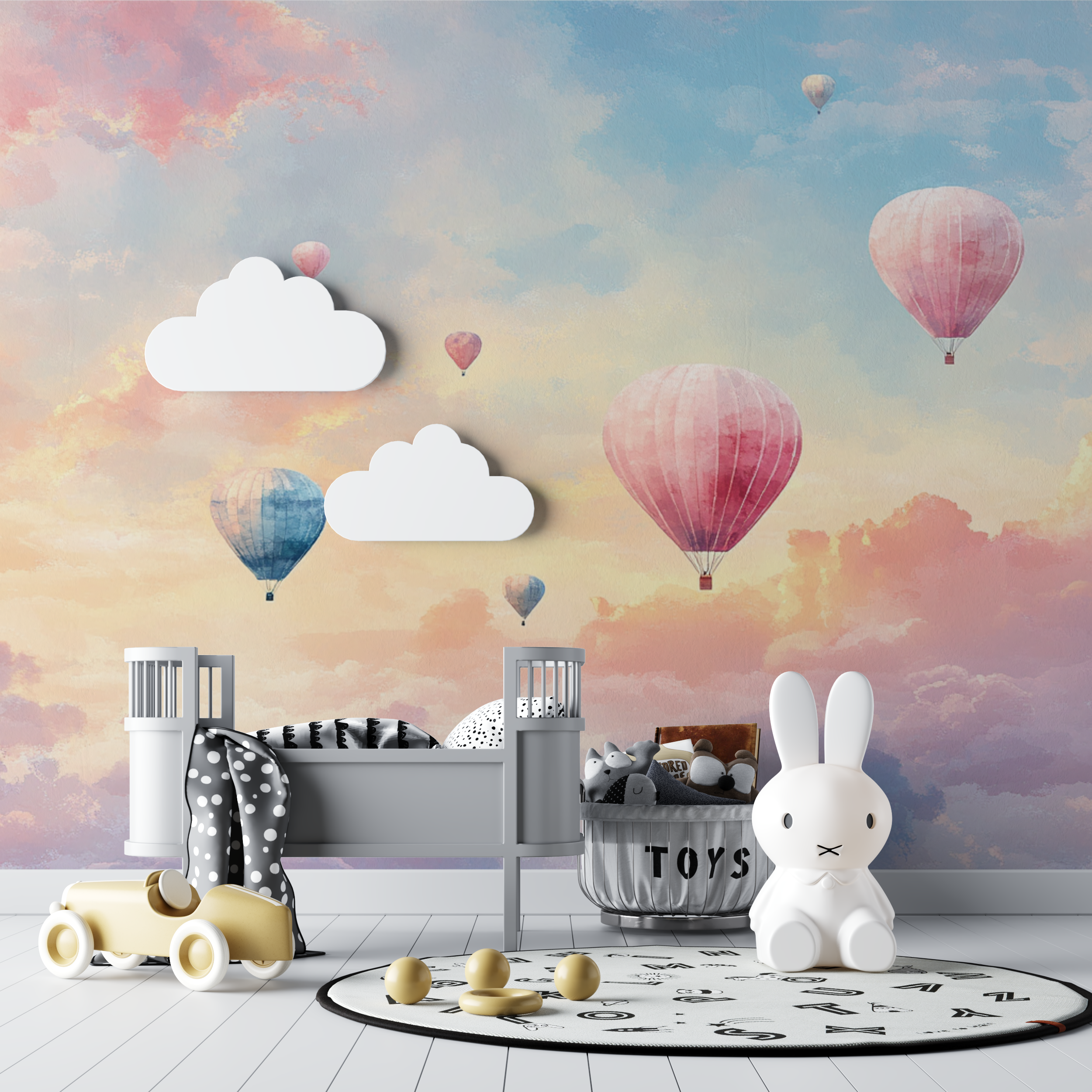 Heißluftballon Tapete mit Sonnenaufgang Himmel | Wandbilder Tapete