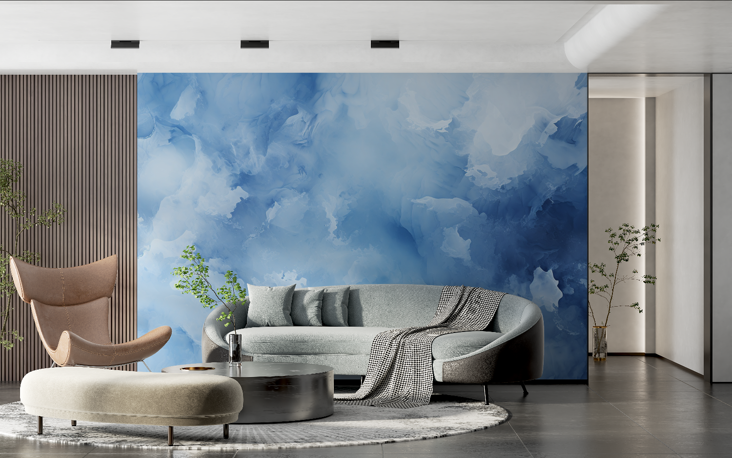 Watercolor Wallpaper Blue Shades | Murals Wallpaper