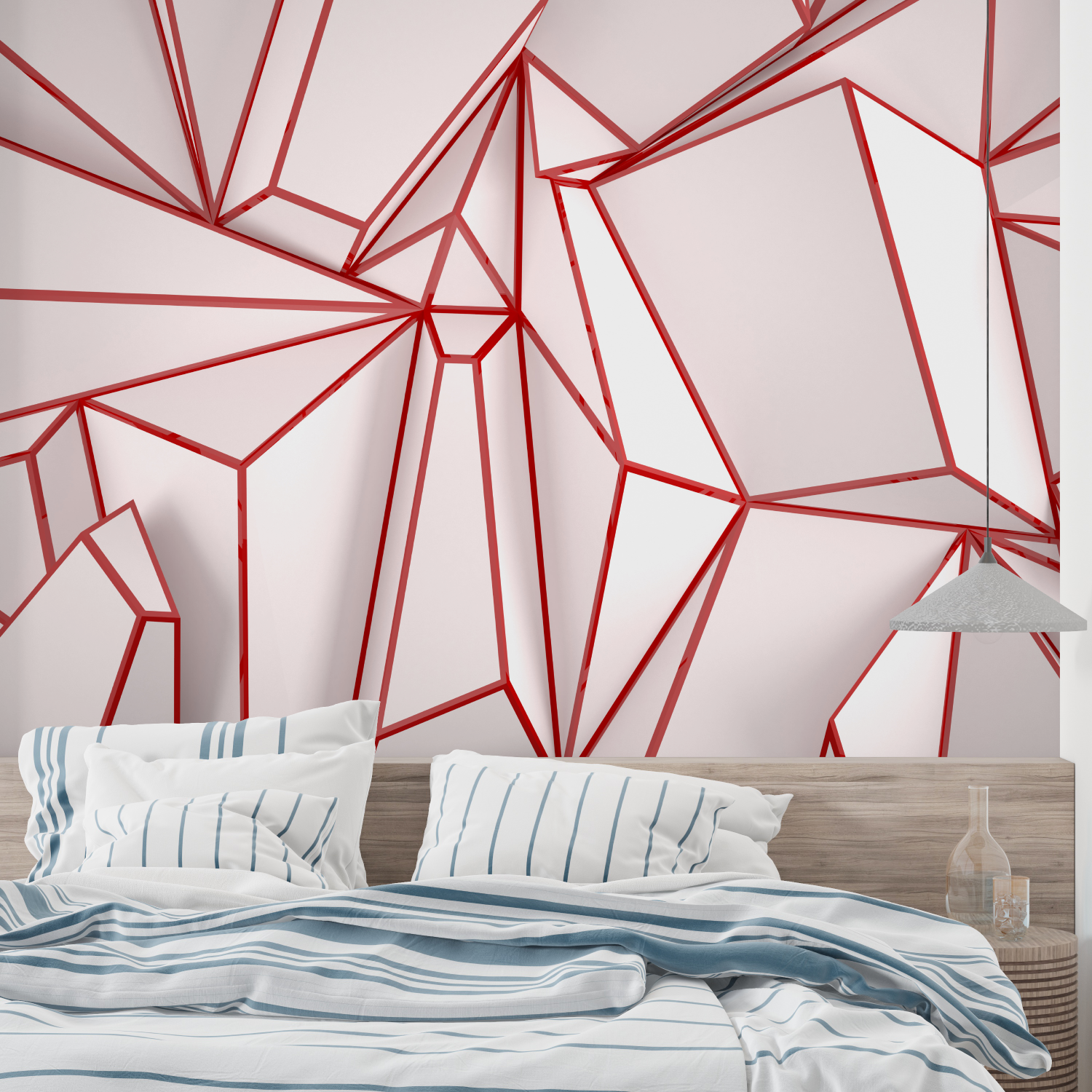 Red and White Geometric Wallpaper | Murals Wallpaper