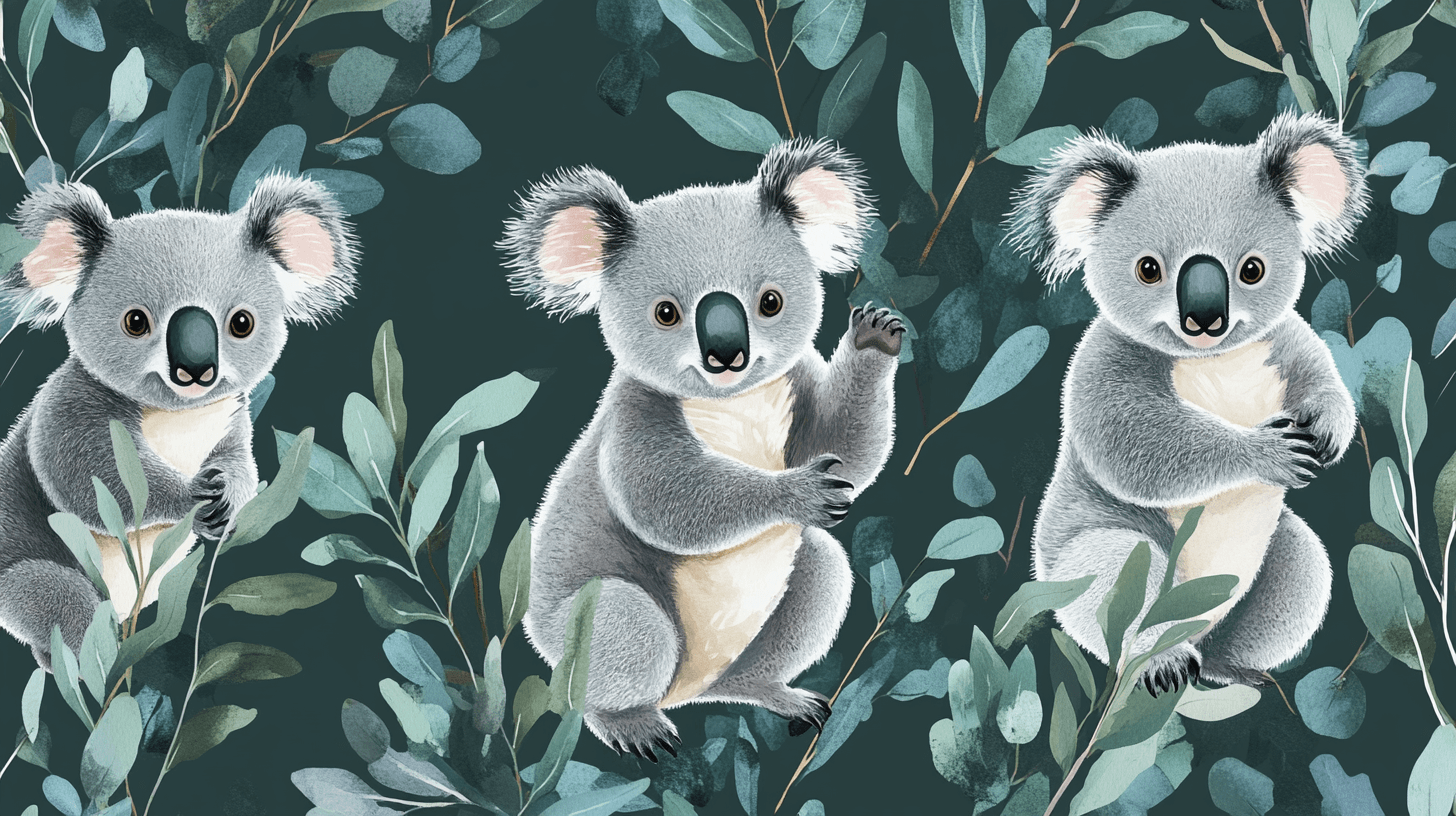 Koala Wallpaper in a Leaf Dance | Murals Wallpaper