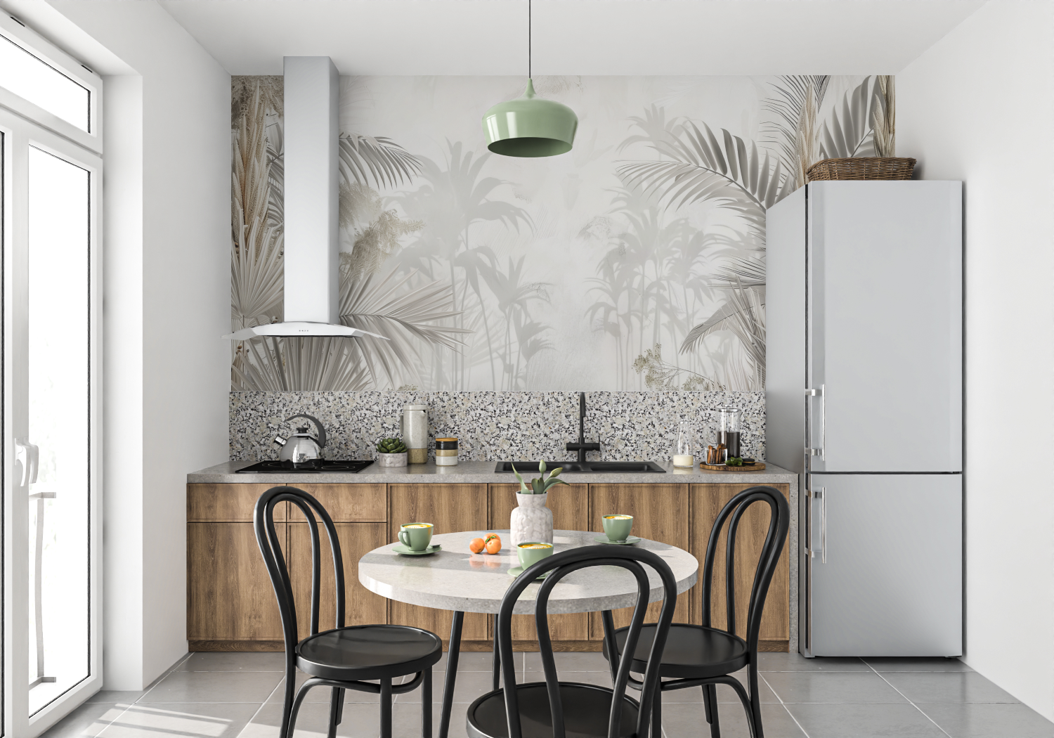 Mural Beige and Grey Wallpaper