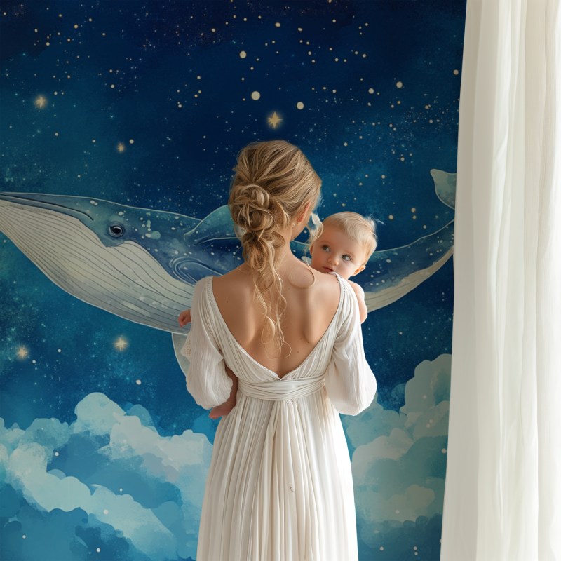 Marine Wallpaper Whale and Starry Sky | Murals Wallpaper