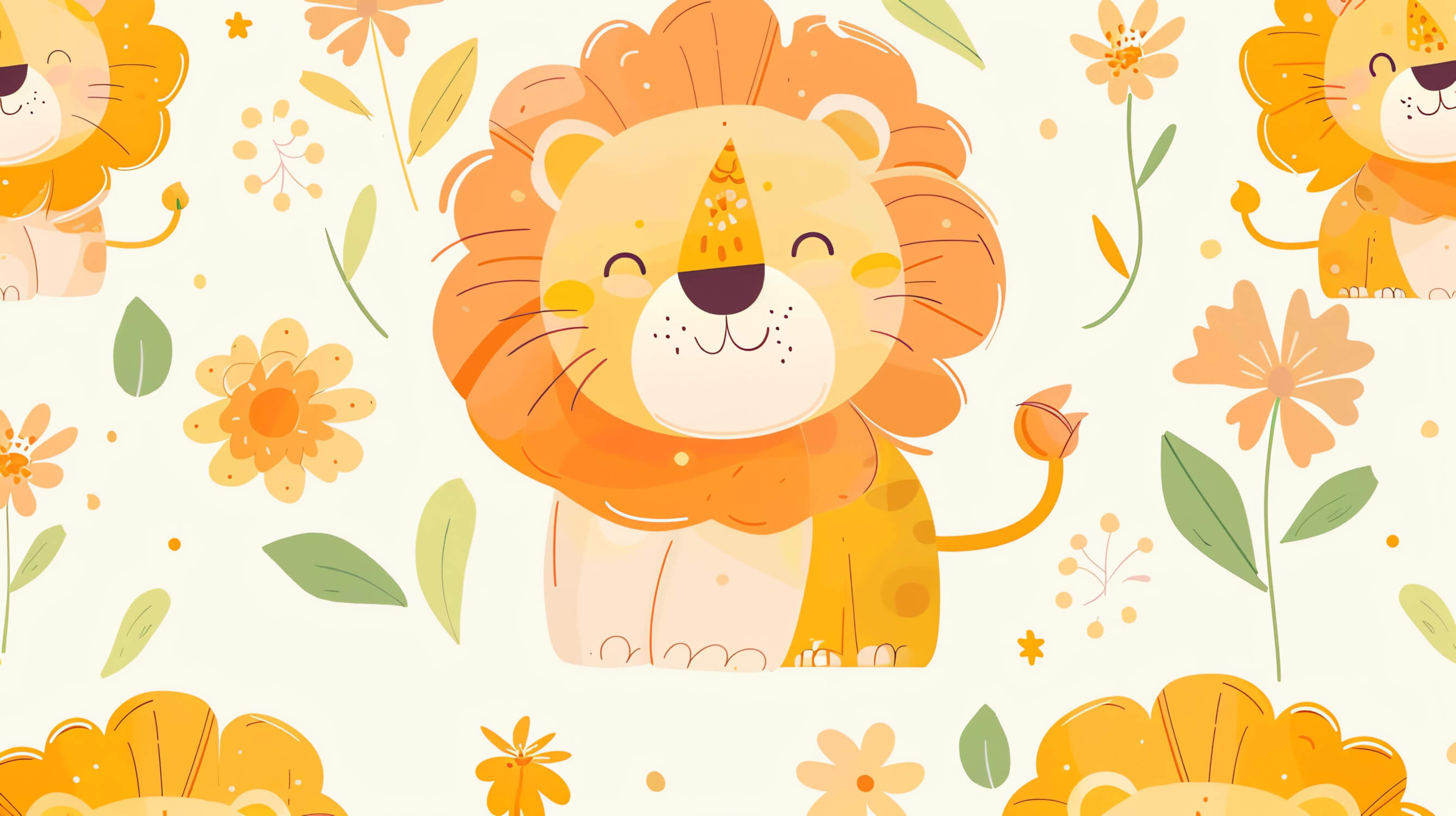 Lion and Tropical Vibe Wallpaper | Murals Wallpaper