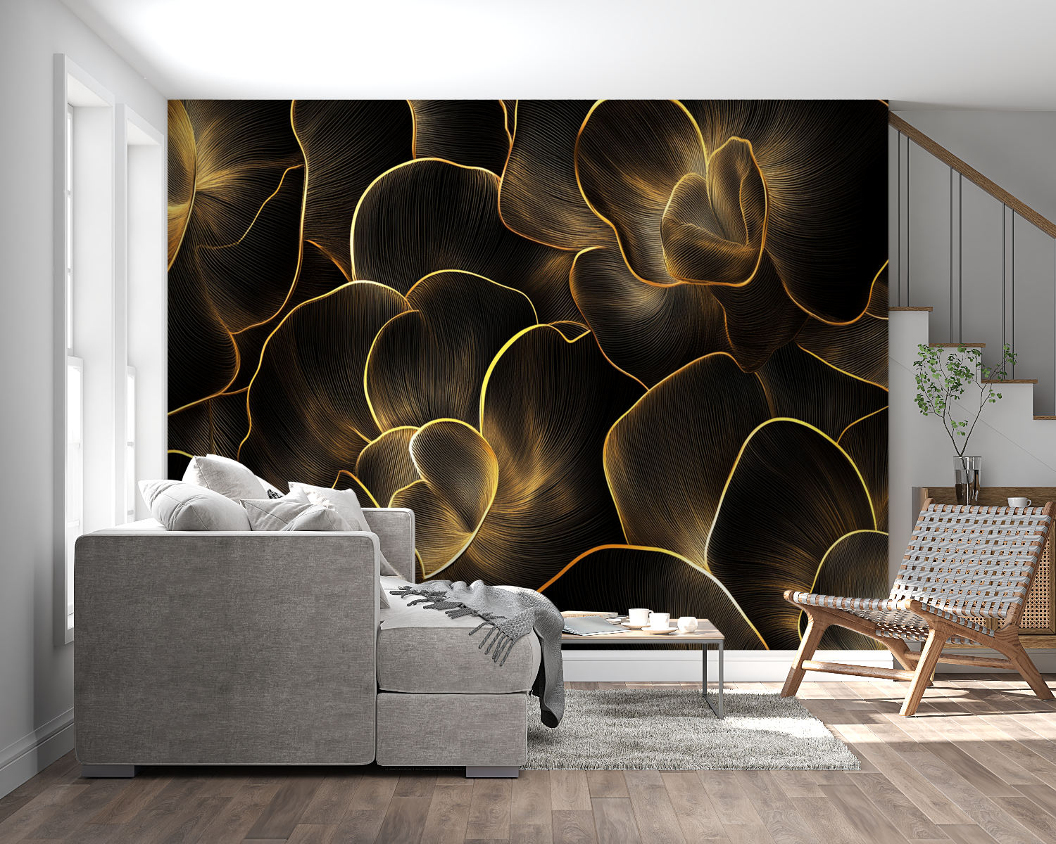 Black and Gold Wallpaper Living Room | Murals Wallpaper