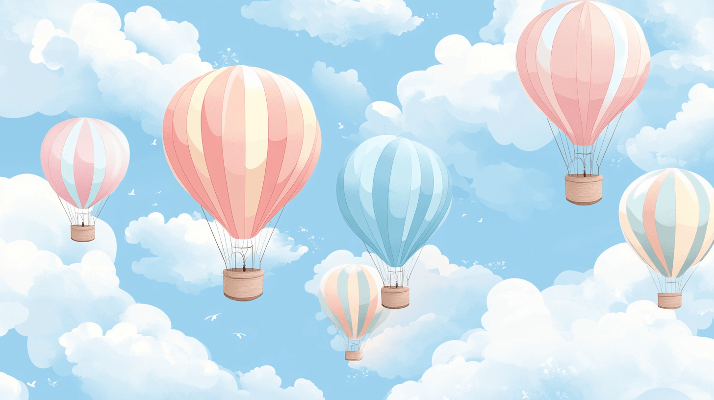 Hot Air Balloon and Soft Pink Sky Wallpaper | Murals Wallpaper