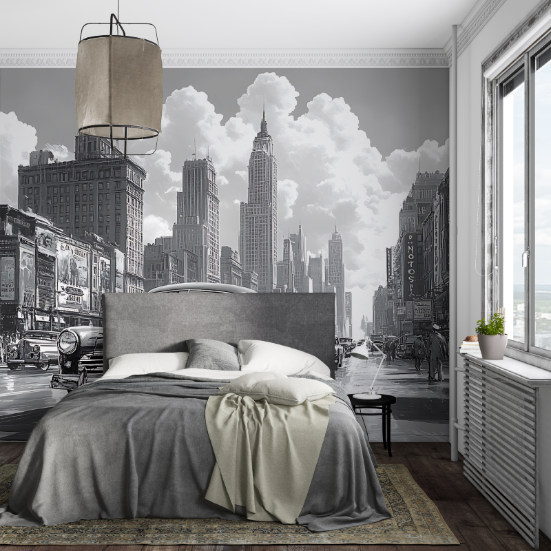 Black and White Retro Car Wallpaper | Murals Wallpaper