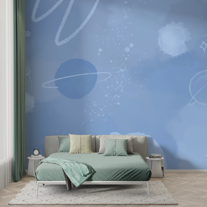 Blue Space Boy's Room Wallpaper | Murals Wallpaper