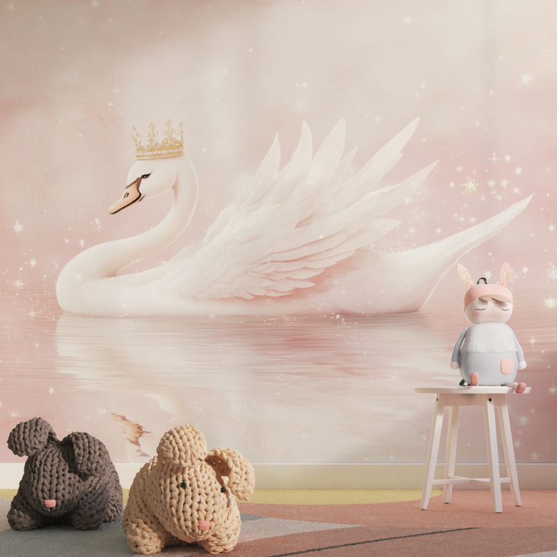 Pink Swan Princess Wallpaper | Murals Wallpaper