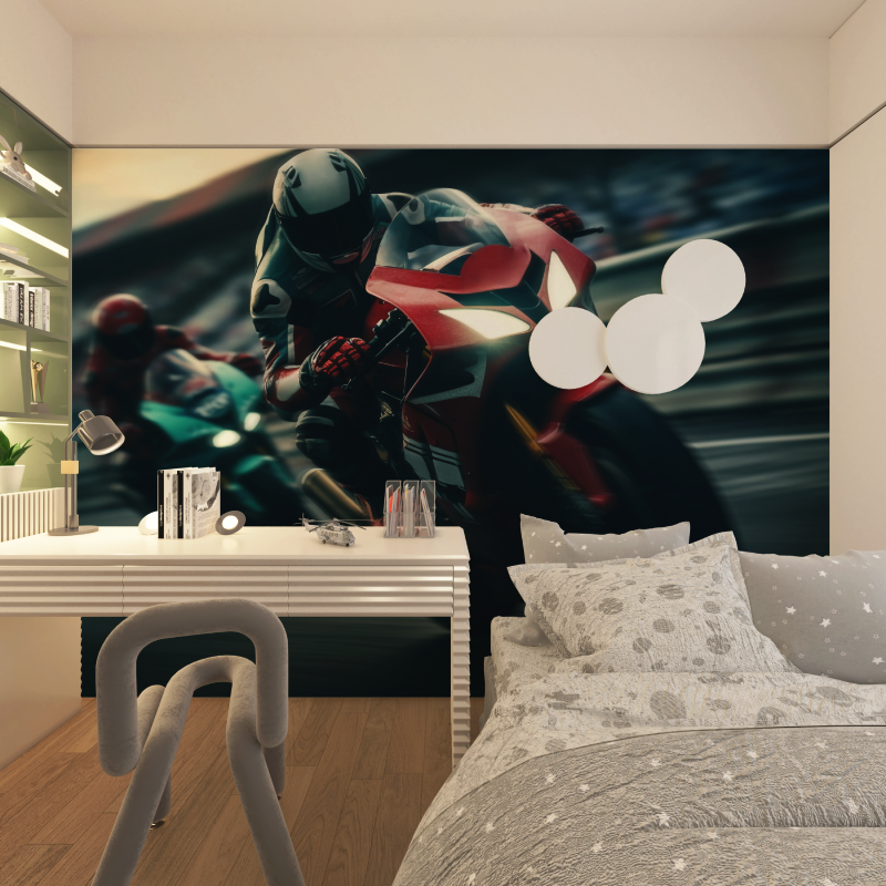 3D Wallpaper Racing Motorcycle Teen Room | Murals Wallpaper