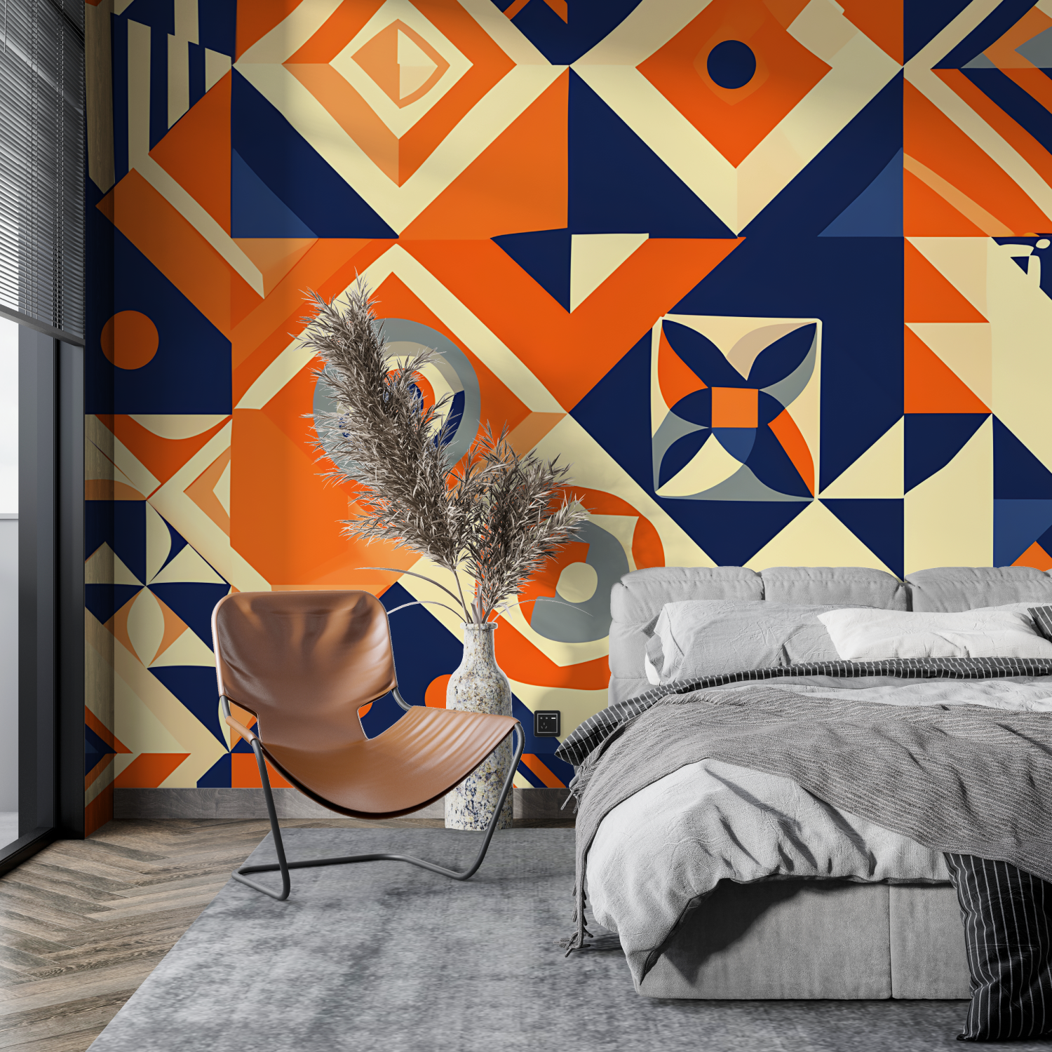 Ethnische orange Tapete | Wandtapete